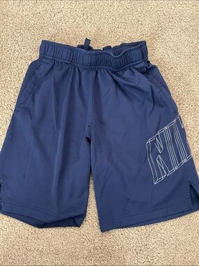 Nike boys Navy Blue Athletic Shorts with Side Logo